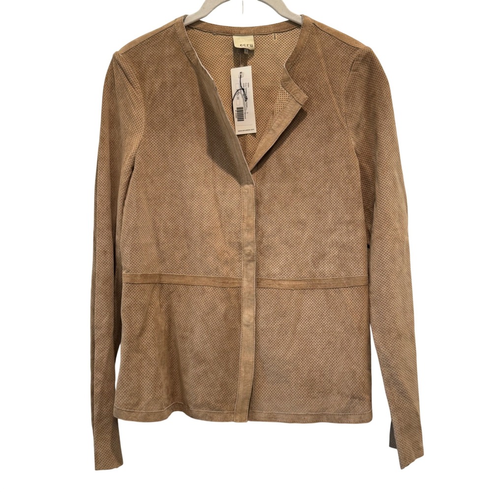 NEW Ecru Santana Suede Jacket Womens S Tan‎ Perforated Leather Western $275